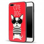 Wholesale iPhone 8 Plus / 7 Plus Design Tempered Glass Hybrid Case (Cute Dog)